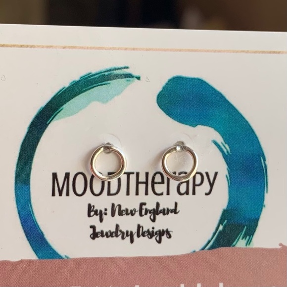 925 Sterling Silver Earrings Open Circle Stud New - Picture 3 of 4